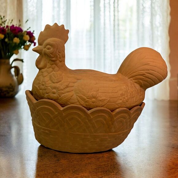 VTG Sigma Taste Setter Clay Terracotta Chicken Baker Casserole 10" x 6 1/4” - Picture 1 of 14